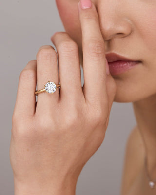 Bague de fiançailles avec solitaire en diamant rond CVD de 1,5 à 3,5 ct