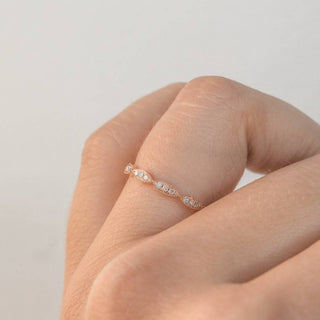 Alianza de boda de eternidad completa con diamante de moissanita de talla redonda de 0,33 ct 