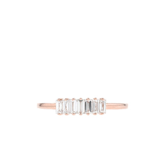 Alliance de mariage en moissanite baguette à 7 pierres de 0,42 TCW