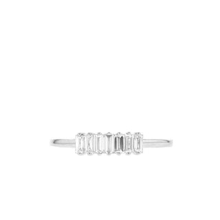 Alliance de mariage en demi-éternité avec diamants en moissanite baguette et ronde de 0,60 ct 