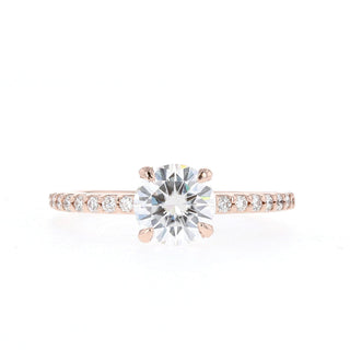 1.0 CT Round Pave Moissanite Diamond Engagement Ring - ELITE CARAT