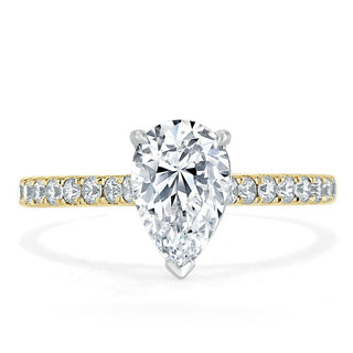 Bague de fiançailles en moissanite solitaire taille poire de 1,33 ct sertie pavée