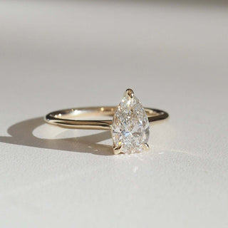 1.5 - 2.5 CT Pear CVD Diamond Solitaire Engagement Ring