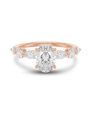 Bague de fiançailles pavée de diamants CVD taille ovale de 1,0 à 3,0 ct