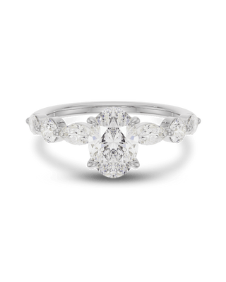 Bague de fiançailles pavée de diamants CVD taille ovale de 1,0 à 3,0 ct