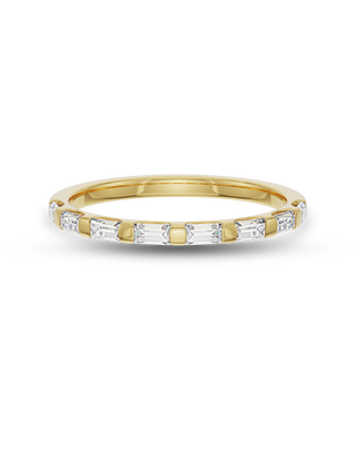 0.30 TCW Baguette CVD Diamond Half Eternity Wedding Band