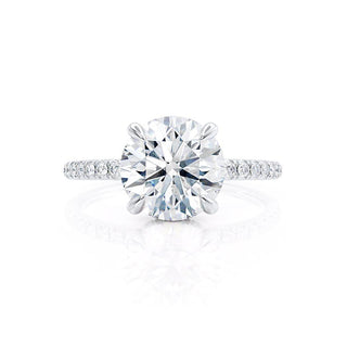 1.0 CT Round Shaped Hidden Halo Moissanite Engagement Ring