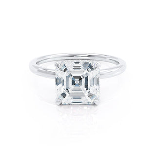 2.21 CT Asscher Shaped Moissanite Hidden Halo Engagement Ring