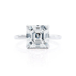 Bague de fiançailles de style halo caché en moissanite de forme Asscher de 0,95 ct