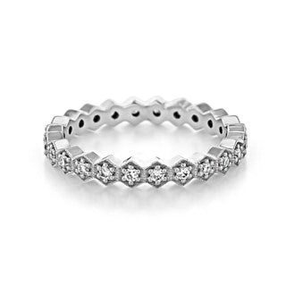 Hexagonal Style Full Eternity Pave Setting Wedding Band