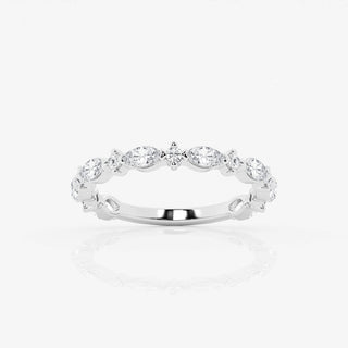 Alliance de mariage éternité 3/4 en diamants synthétiques Marquise &amp; Round F-VS2 