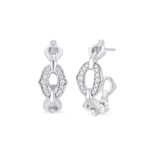 Boucles d'oreilles créoles à maillons en diamant et moissanite ronde de 0,18 TCW