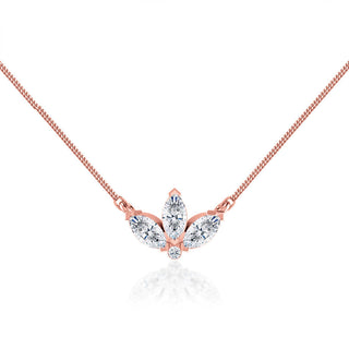 0.32 TCW Round & Marquise Moissanite Diamond Petal Style Necklace