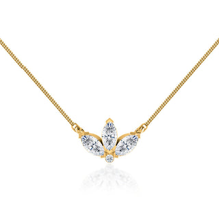 0.32 TCW Round & Marquise Moissanite Diamond Petal Style Necklace