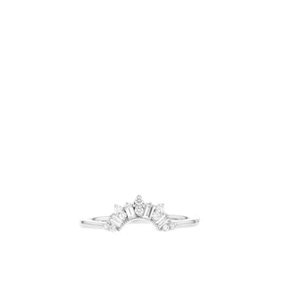 Alliance de mariage incurvée en moissanite taille baguette et ronde de 0,12 TCW