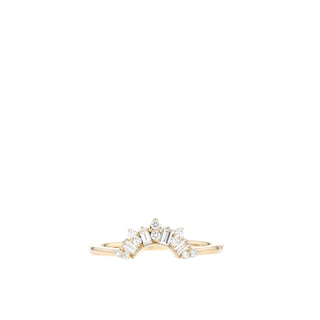 Alliance de mariage incurvée en moissanite taille baguette et ronde de 0,12 TCW