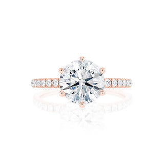 Bague de fiançailles solitaire en moissanite de forme ronde de 2,20 ct avec sertissage pavé