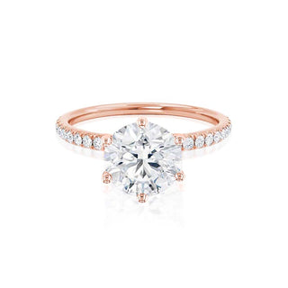 Bague de fiançailles solitaire en moissanite de forme ronde de 2,20 ct avec sertissage pavé