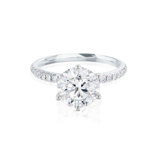 Bague de fiançailles de style pavé avec solitaire en moissanite de forme ronde de 2,20 ct