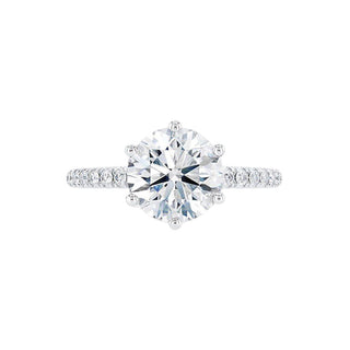 Bague de fiançailles de style pavé avec solitaire en moissanite de forme ronde de 2,20 ct