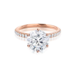 Bague de fiançailles solitaire en moissanite de forme ronde de 2,20 ct avec sertissage pavé