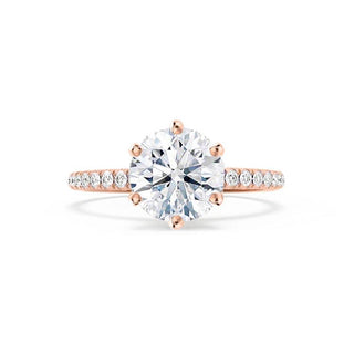 Bague de fiançailles solitaire en moissanite de forme ronde de 2,20 ct avec sertissage pavé