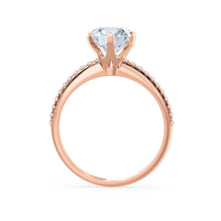 Bague de fiançailles solitaire en moissanite de forme ronde de 2,20 ct avec sertissage pavé