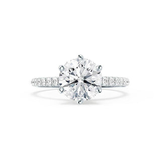 Bague de fiançailles de style pavé avec solitaire en moissanite de forme ronde de 2,20 ct