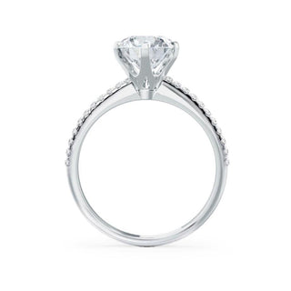 Bague de fiançailles de style pavé avec solitaire en moissanite de forme ronde de 2,20 ct