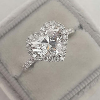 2.0 CT Heart Shaped Moissanite Halo Engagement Ring