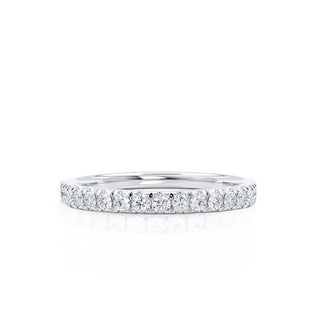 Alliance de mariage demi-éternité en moissanite de forme ronde de 0,21 ct