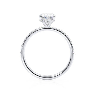 Bague de fiançailles en moissanite de forme ovale avec halo caché de 1,50 ct