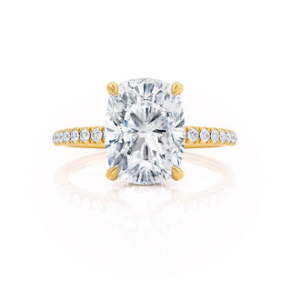 2.30 CT Elongated Cushion Shaped Moissanite Hidden Halo Style Engagement Ring