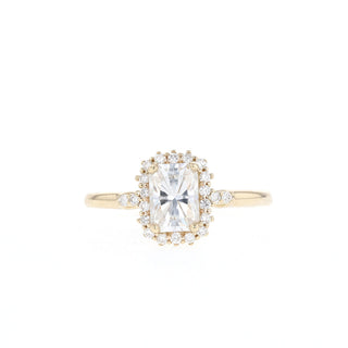 1.10CT Radiant Halo Moissanite Diamond Solitaire Engagement Ring For Women