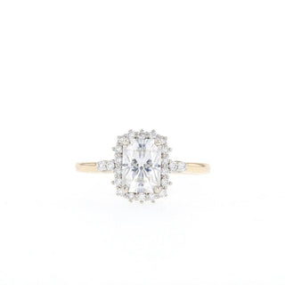 1.00CT Emerald Cut Halo Moissanite Diamond Engagement Ring - ELITE CARAT