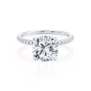 2.40 CT Cushion Shaped Moissanite Hidden Halo Engagement Ring