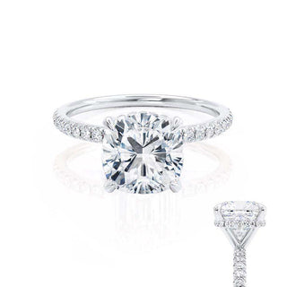 2.40 CT Cushion Shaped Moissanite Hidden Halo Engagement Ring