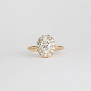 Bague de fiançailles avec halo de diamants ovales CVD de 1,0 à 3,0 ct