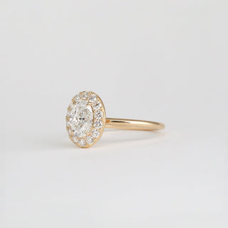 Bague de fiançailles avec halo de diamants ovales CVD de 1,0 à 3,0 ct