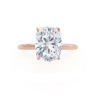 Bague de fiançailles de style solitaire en moissanite de forme coussin allongée de 3,0 ct