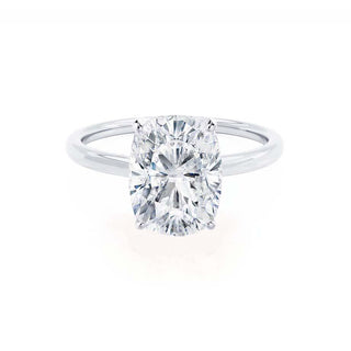 Bague de fiançailles solitaire en moissanite de forme coussin allongée de 3,34 ct