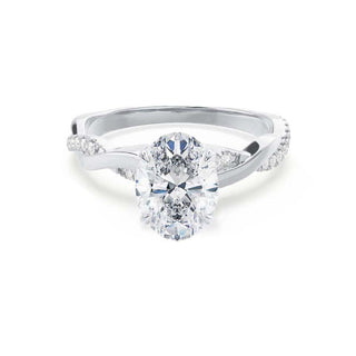 Bague de fiançailles solitaire en moissanite de forme ovale de 1,50 ct de style torsadé