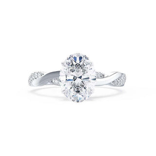 Bague de fiançailles solitaire en moissanite de forme ovale de 1,50 ct de style torsadé