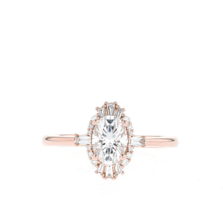 Bague de fiançailles en grappe de diamants en moissanite ovale de 0,75 ct 