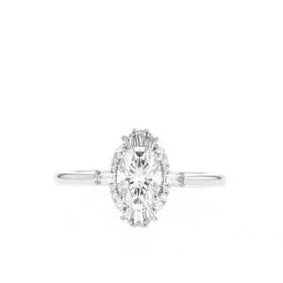 0.75CT Oval Cluster Moissanite Diamond Engagement Ring - ELITE CARAT