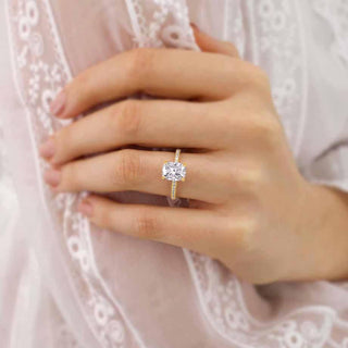 1.75 CT Elongated Cushion Shaped Moissanite Solitaire Style Engagement Ring