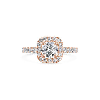 0.5 & 0.6 ct Cushion  Diamond Halo & Pave Engagement Ring With F- VS1 Clarity