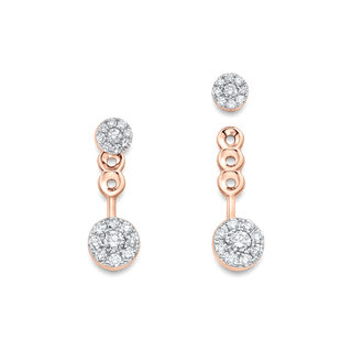 Boucles d'oreilles à oreille en diamant et moissanite ronde de 0,52 TCW