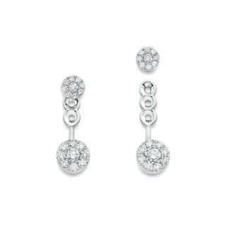 Pendientes tipo ear jacket con diamantes y moissanita redondos de 0,52 TCW