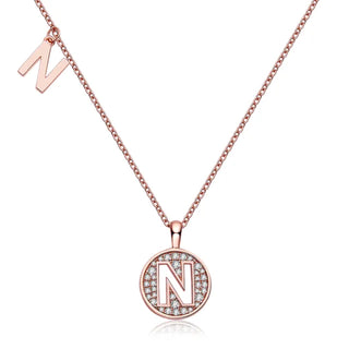 Collier avec diamants et moissanite en forme de lettre « N » pour femme